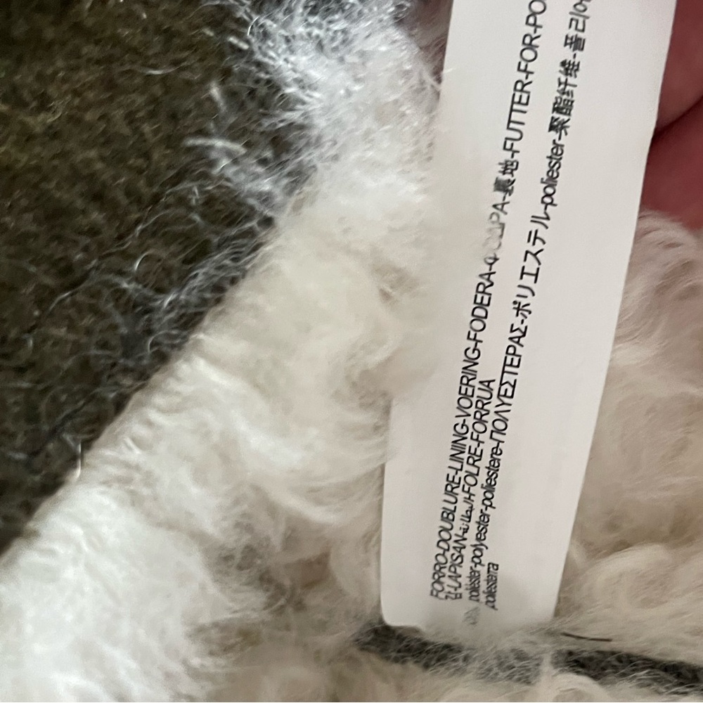Zara SPRLS Collection khaki Wool Mix Shearling Jacket - Picture 14 of 16